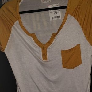 yellow and white t-shirt